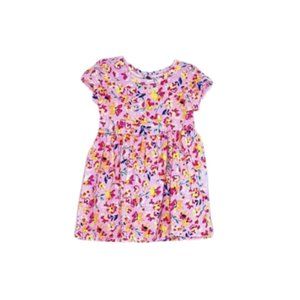 #KI-1 Infants Pink Floral Short-Sleeve Dress